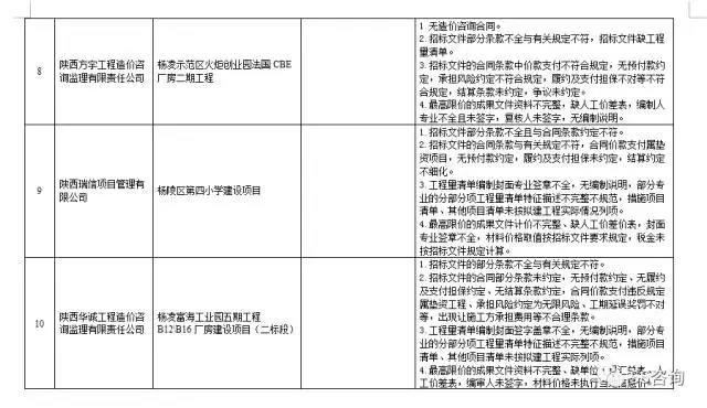 工程造價(jià)咨詢、招標(biāo)代理企業(yè)問題列表