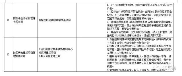 工程造價(jià)咨詢、招標(biāo)代理企業(yè)問題列表