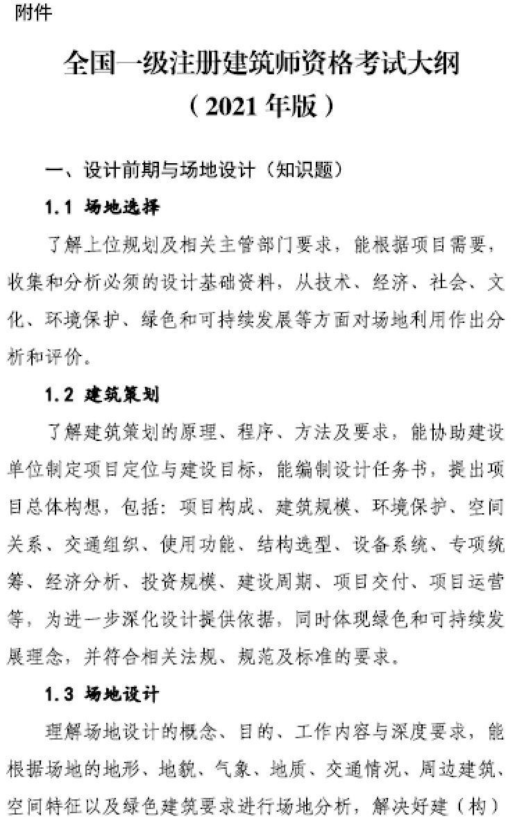 大事件！9門變6門！一級(jí)注冊(cè)建筑師考試大綱（21版）發(fā)布，2023年執(zhí)行！