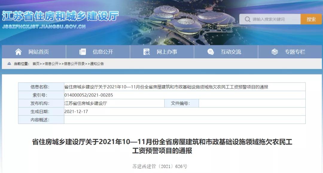 江蘇：通報1232個項目列入全省10-11月份預(yù)警項目！務(wù)必于2022年1月10日前整改到位！